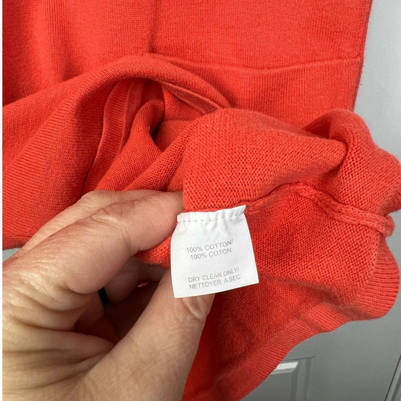 Trina Turk Solid Orange Ribbed Knit Cotton V Neck Mini Tunic Dress Pockets S - Picture 4 of 7
